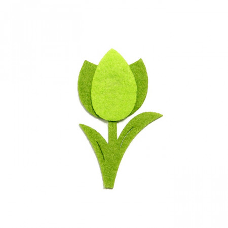 Figurina fetru - lalea verde, 3 x 7 cm