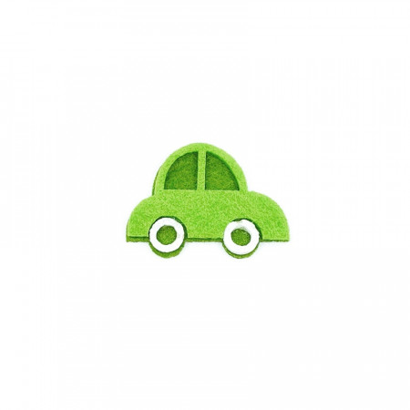Figurine din fetru la bucata - masina verde, 4.5 x 3 cm
