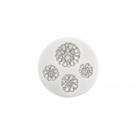 Forma de turnat / modelat din silicon DIY - 4 crizanteme, 6.7 x 2 cm