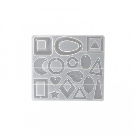 Forma profesionala de turnat din silicon transparent - 17 cercei si medalioane, 16.5 x 15.5 cm