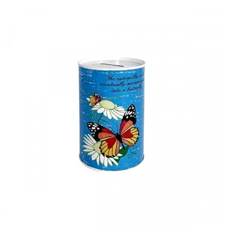 Pusculita metalica cu desene - fluturi colorati