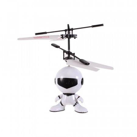 Robot zburator cu incarcare USB si telecomanda infrarosu, 13 cm