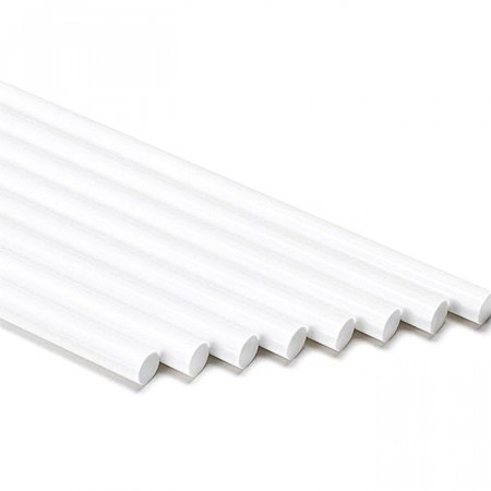 Set 10 baghete de silicon pentru pistol de lipit mic - alb cu sclipici, 7 x 100 mm