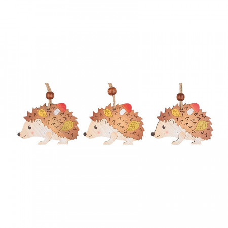 Set 3 arici dragalasi cu frunze de toamna, 7 cm