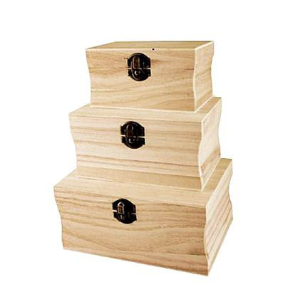 Set 3 cutii din lemn, 18 x 13 x 9 cm