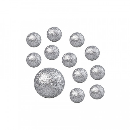 Set 30 bilute din polistiren - argintii, 2 cm