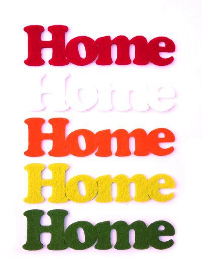 Set 5 figurine din fetru - Home, culori vioaie, 10.5 x 3 cm