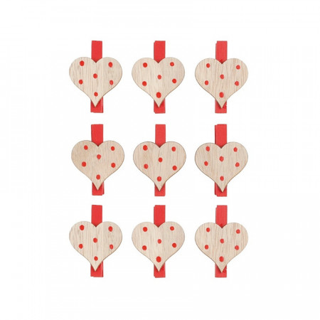 Set 9 inimii pestrite pe clestisor lemn rosu, 3 cm