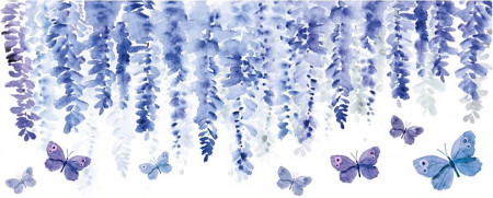 Sticker pentru geam tip perdea - fluturi albastri, 60 x 22.5 cm