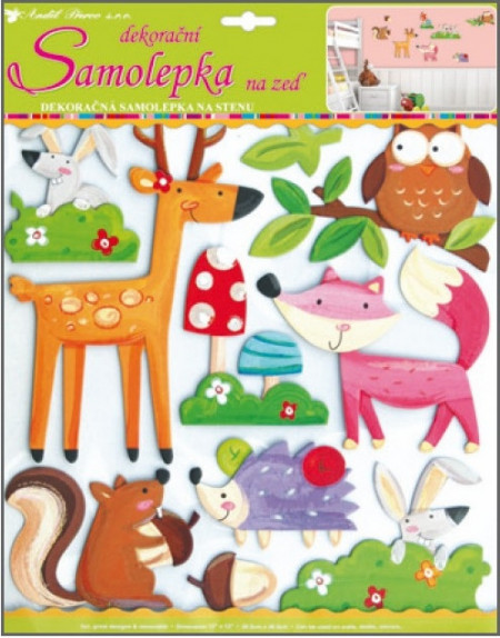 Sticker perete 3D carton, animalute salbatice