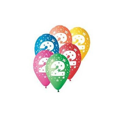 Baloane colorate Gemar - 30 cm, cifra 2, set 25 buc.