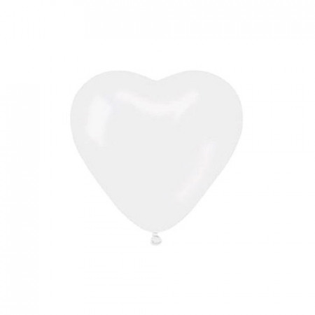 Baloane Gemar - 26 cm, albe in forma de inima, set 100 buc.
