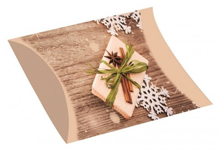 Cutiuta din carton pt cadou Craciun - motiv lemn, pliabila, 17 x 15 cm