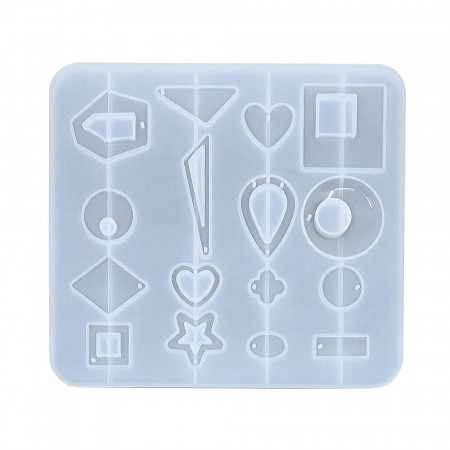 Forma profesionala de turnat din silicon transparent - 16 cercei si medalioane, 16 x 17 cm