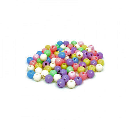 Margele din plastic colorate si gaurite, 20 g, 80 buc/set