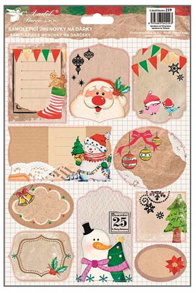 Set 10 etichete cadou Craciun, autoadezive - Mos Craciun, 25 x 17 cm