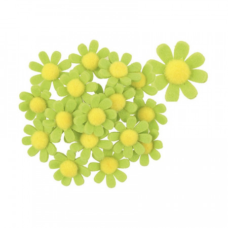 Set 18 flori autoadezive din fetru, verde - 3.5 cm