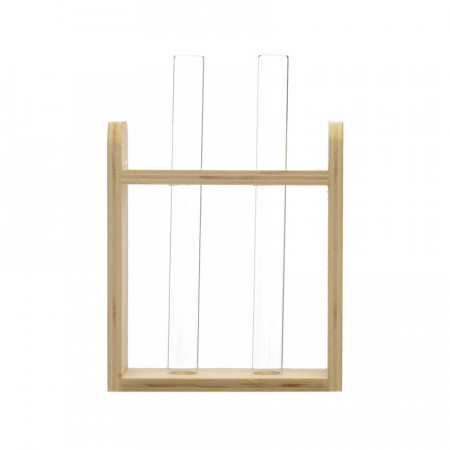 Set 2 eprubete in suport din lemn, diametru 1.5 cm