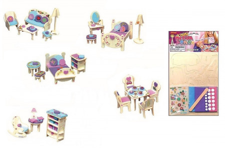 Set asamblare mobila mini din furnir (20x15cm)