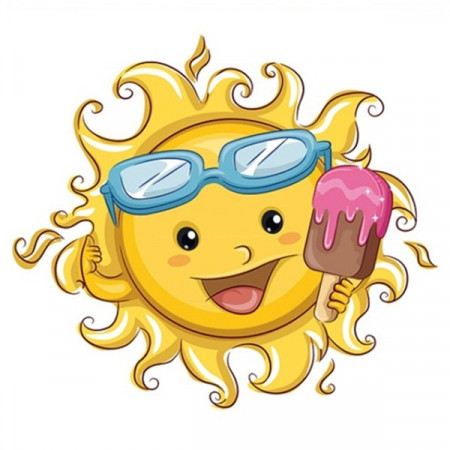 Sticker geam - soare zambitor cu inghetata, 30 x 33.5 cm