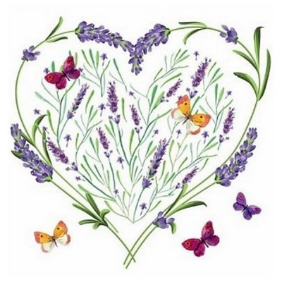 Sticker pentru geam, flori de lavanda in forma de inima