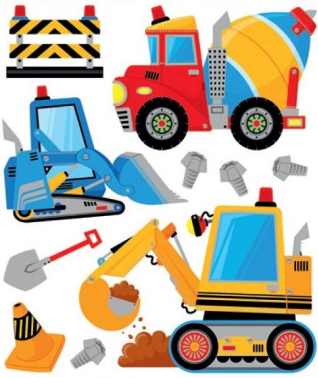 Sticker perete cu scop decorativ - utilaje cu macara