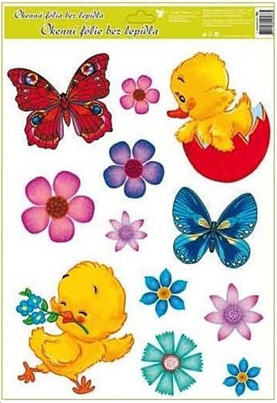 Autocolant static pentru geam Pasti 42x30cm - fluturi si puisori
