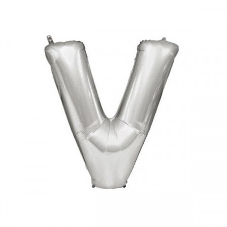 Baloane folie 32" (67cm) argintiu litera V