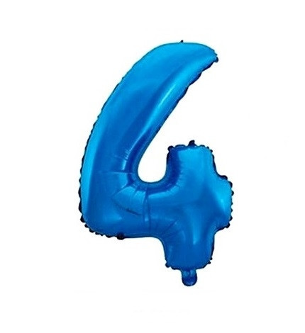 Baloane folie 32" (75cm) albastru - cifra 4