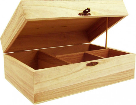Cutie din lemn cu 4 compartimente pentru ceai, 23 x 15 x 8 cm