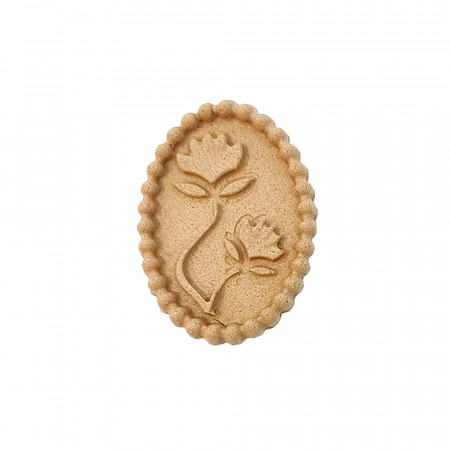Ornament din lemn termoplastic - stampila florala, 4.5 x 3.2 cm