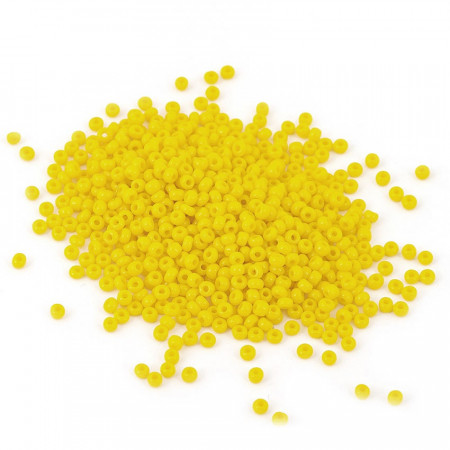 Pachet margele creative din sticla rotunde 15 g - galben lamai, 2 mm