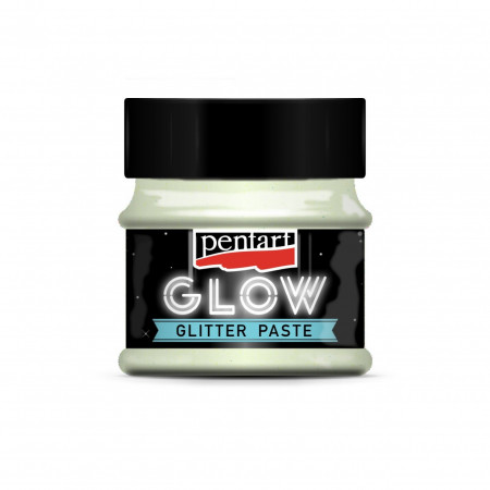 Pasta glitter fosforescent Glow Pentart 50 ml - Curcubeu - albastru