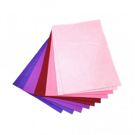 Set 10 coli fetru moale A4 - nuante pentru fetite, 2 mm