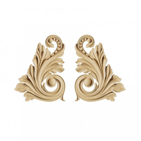 Set 2 ornamente din lemn termoplastic - element decorativ curbat, 8 x 6 x 0.8 cm