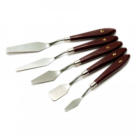 Set 5 spatule profesionale metalice, cu maner lemn