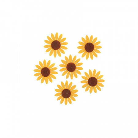 Set 6 buc. floarea soarelui din fetru cu adeziv, 4 cm