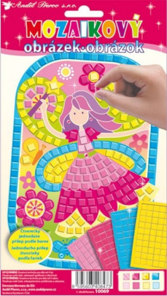 Set imagine mozaic cu patrate autoadezive - Fetita, 25 x 14 cm