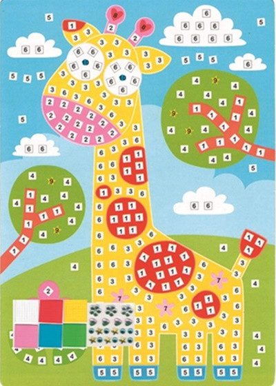 Set imagine mozaic cu patrate autoadezive - girafa, 23 x 16 cm