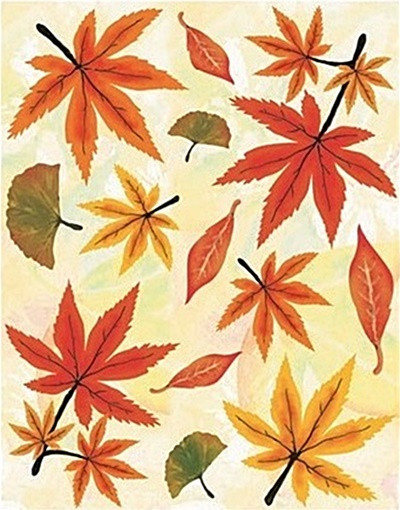 Sticker geam cu frunze de toamna - frunze colorate, 30 x 42 cm
