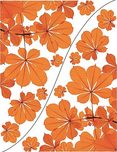 Sticker pentru colt geam cu motiv toamna -frunze de castan, 42 x 30 cm