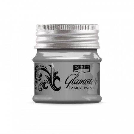 Vopsea pentru textile Pentart 50ml - culori Glamour - Argintiu
