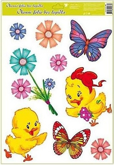 Autocolant static pentru geam Pasti 42x30cm - puisori si buchetul de flori