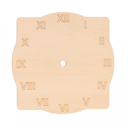 Cadran/suport ceas din lemn - model rotund patrat cu cifre romane