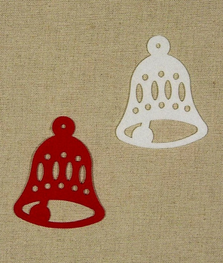Figurine din fetru - clopotel, alb si rosu (10 cm, set 2 buc)