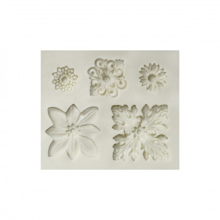 Forma de turnat din silicon DIY - 5 motive diferite cu flori, decoratiuni