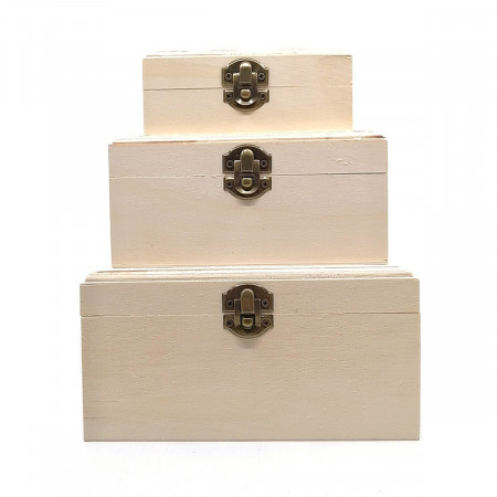 Set 3 cutii din lemn cu colturi rotunjite