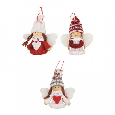 Set 3 ingerasi tricotati, cu snur, 7 cm