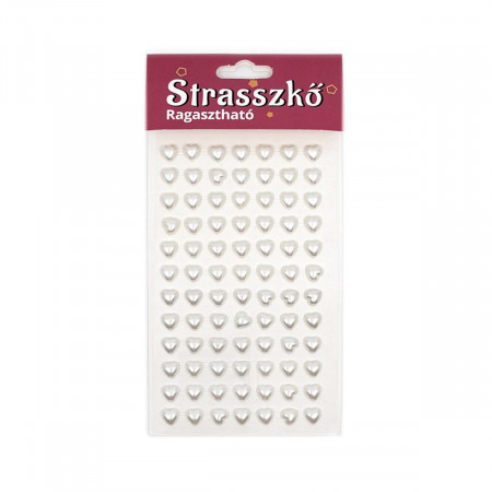 Set 84 margele autoadezive perlate - inima, 9 mm