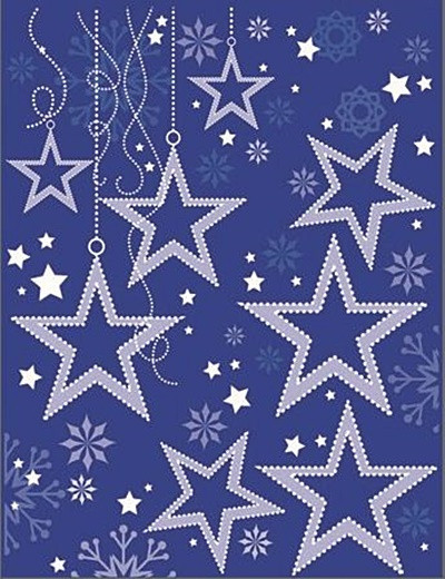 Sticker de iarna pentru colt de geam - stele agatate, 30 x 42 cm
